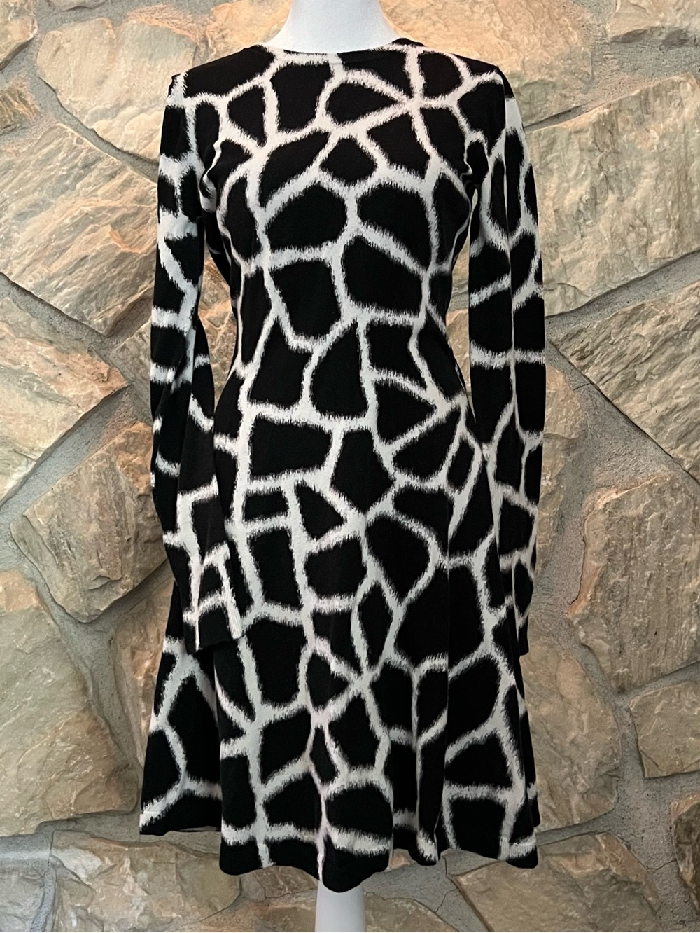 Micheal Kors Animal Print Long Sleeve Sweater Dress NWOT S